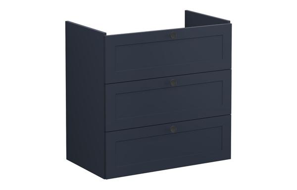 VitrA Root Classic 80cm 3 Drawer Washbasin Unit - Matt Dark Blue